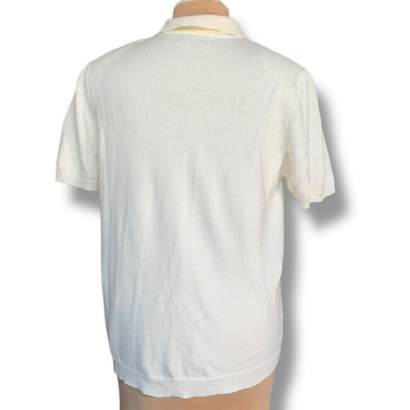 Vintage 90s Embroidered Cardigan Oatmeal Patchwork Light Pink Floral Knit Zipper - Picture 5 of 12